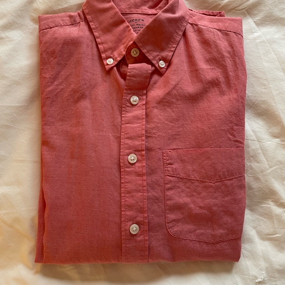 J. Crew Coral Color Casual Button Down Shirt Long-Sleeve